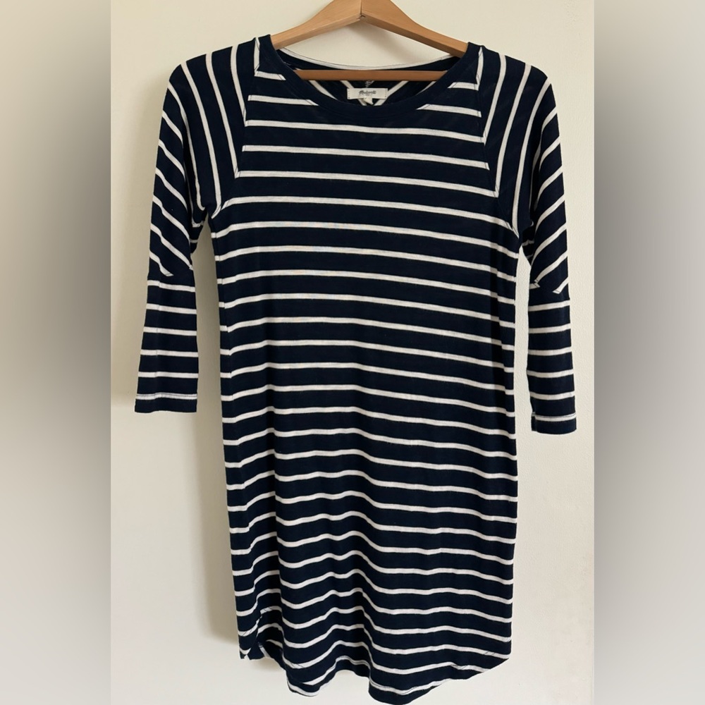 Madewell Navy/White Striped Dress